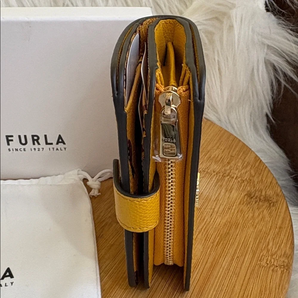 Furla | Babylon Saffiano Leather Compact Trifold Zip Around Flap Snap Wallet NIB